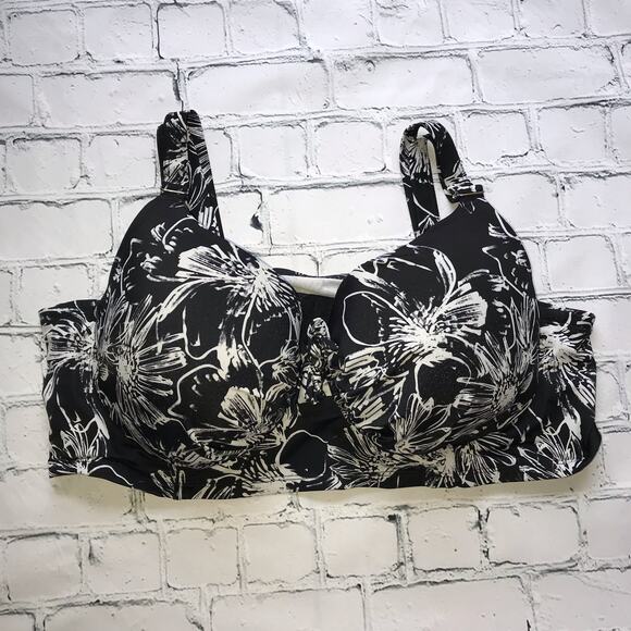 Black White Flower Swim Top Swimsuits for All - Picture 9 of 11